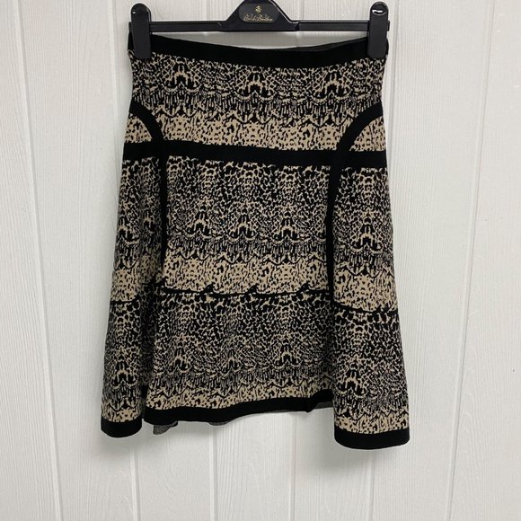 Sloni petite women's knit skirt A-line pull on black beige size P/M - Picture 5 of 8